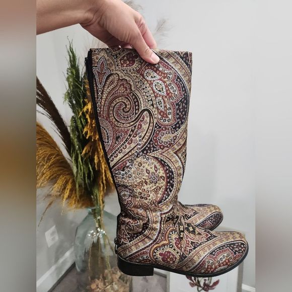 Custom Tapestry Paisley Suzani Riding Boots from Etsy sz 39 - Picture 9 of 9